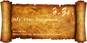 Höfler Zsigmond névjegykártya